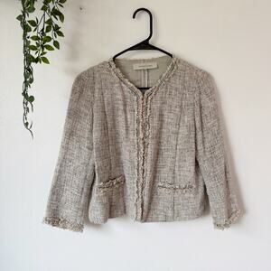 Gerard Darel Olympia Fringed Tweed Blazer Jacket Sz 38